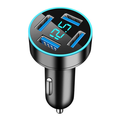 The new digital display car charger 4usb 66W fast charge PD mobile phone charging head a drag four with halo car charger