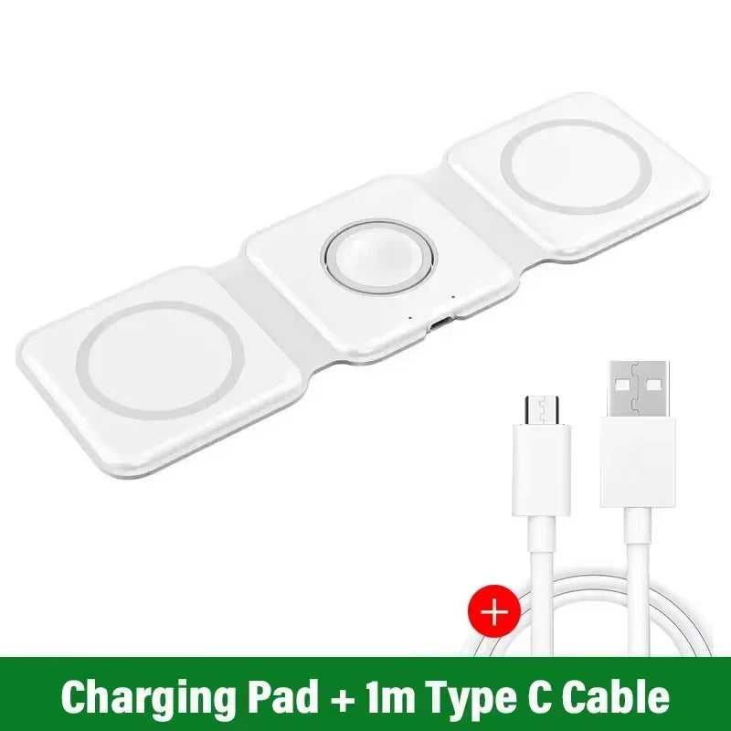 Ultimate 3-in-1 Magnetic Wireless Charger Dock for Magsafe: Fast Charging for iPhone 16/15/14/13/12 Pro Max, Apple Watch, and AirPods