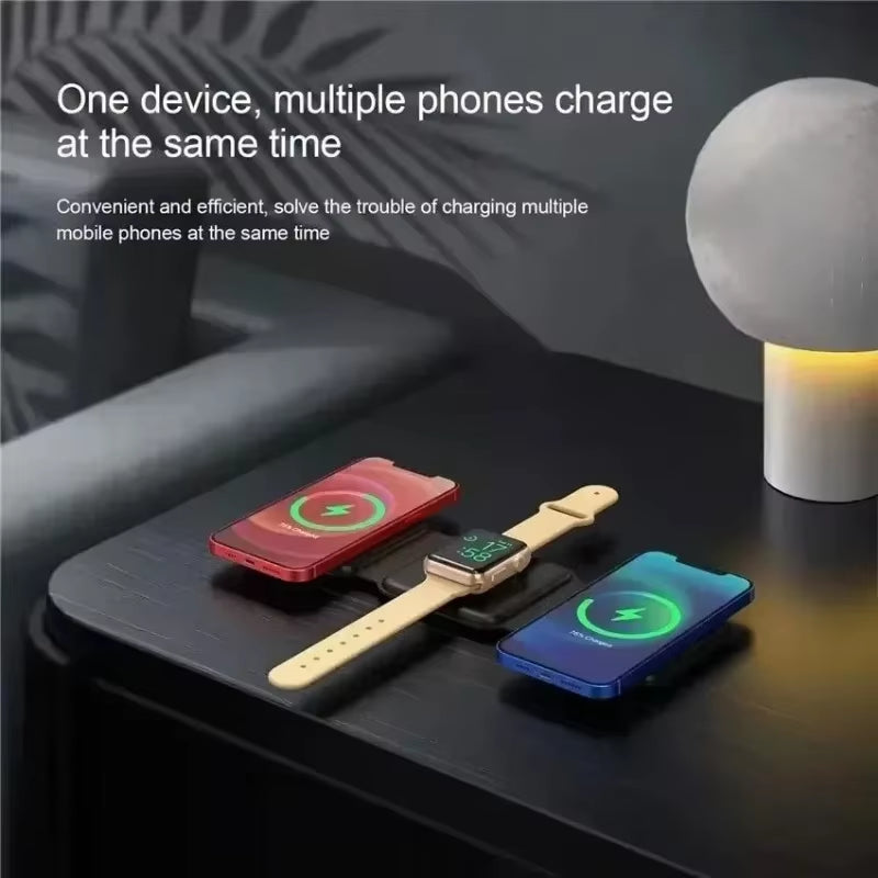 Ultimate 3-in-1 Magnetic Wireless Charger Dock for Magsafe: Fast Charging for iPhone 16/15/14/13/12 Pro Max, Apple Watch, and AirPods
